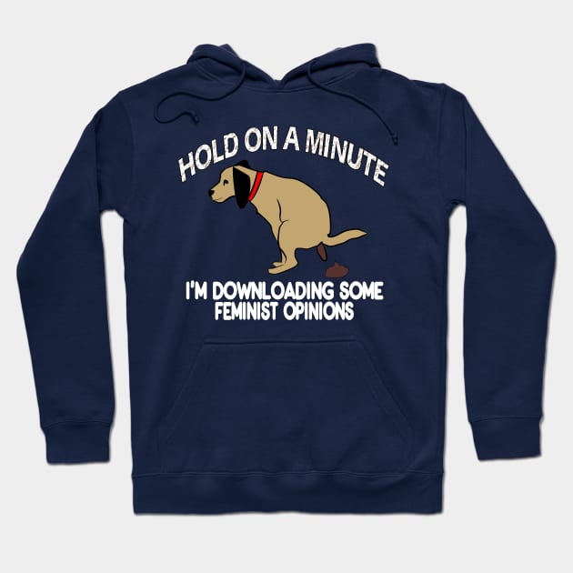 Sarcastic Downloading Feminst Opinions Dog Pooping Hoodie by DesignFunk